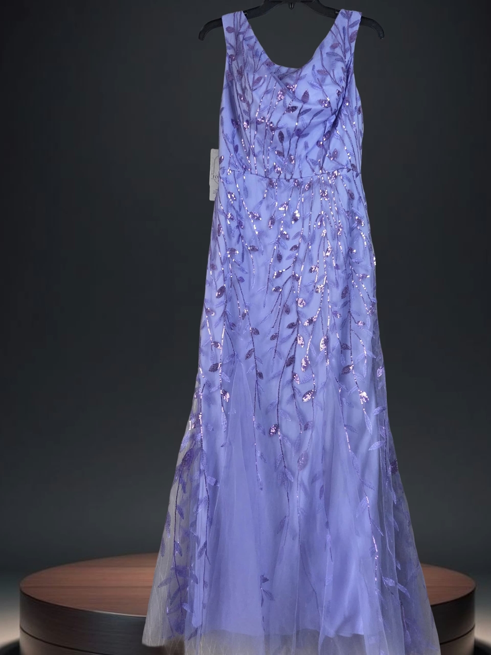 Elegant Lavender Embroidered Evening Gown